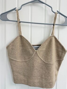 Neutral Knit Crop Tank Top with Supportive Seaming